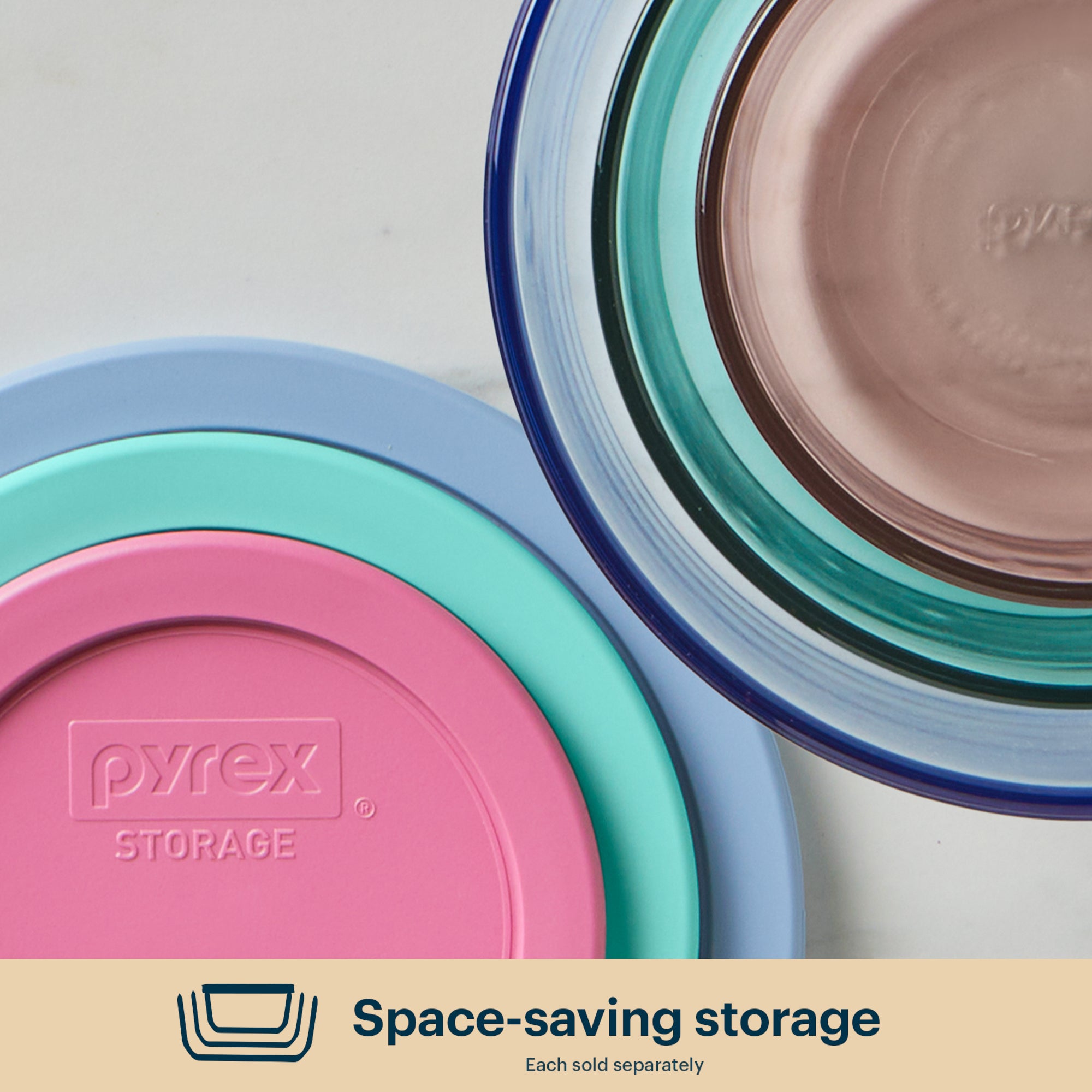 Pyrex® Simply Store® Tinted Glass 4-cup Round Storage Container with Lid. Pink - Image 5