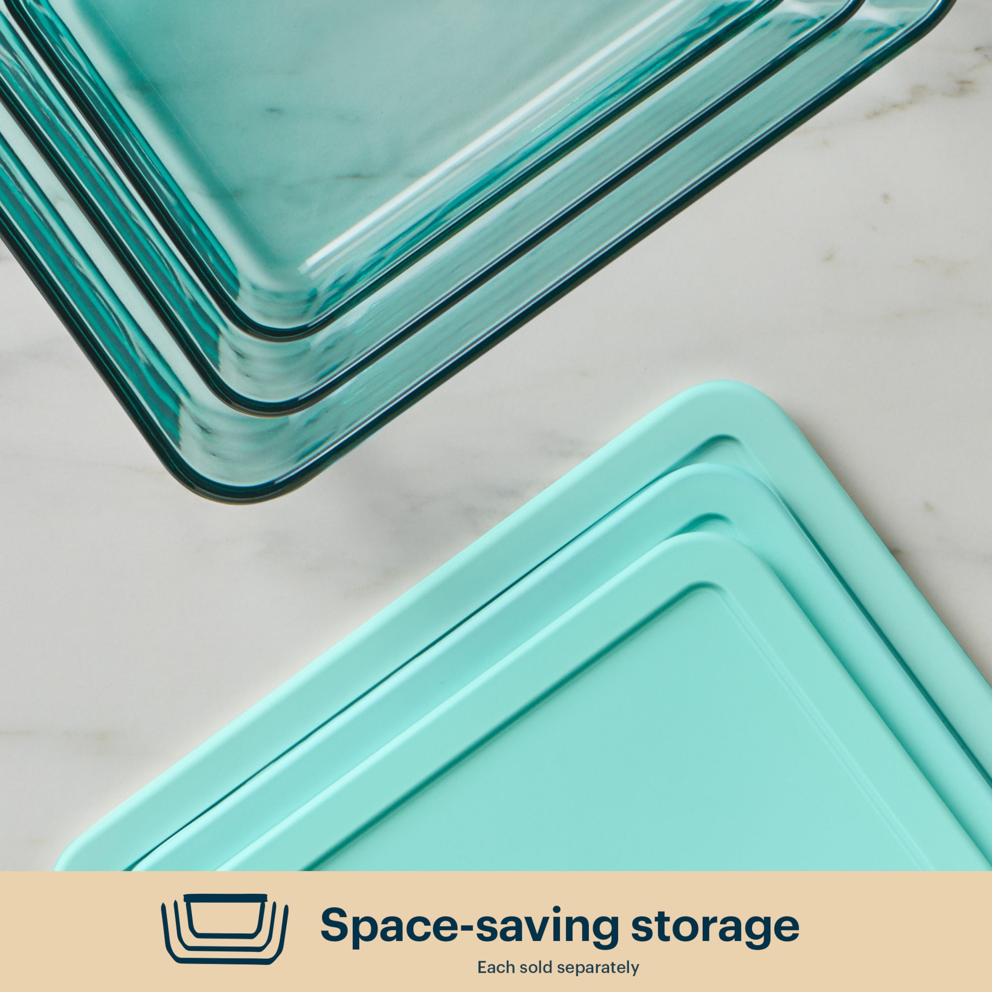 Pyrex® Simply Store® Tinted Glass 6-cup Rectangle Storage Container with Lid. Aqua - Image 5
