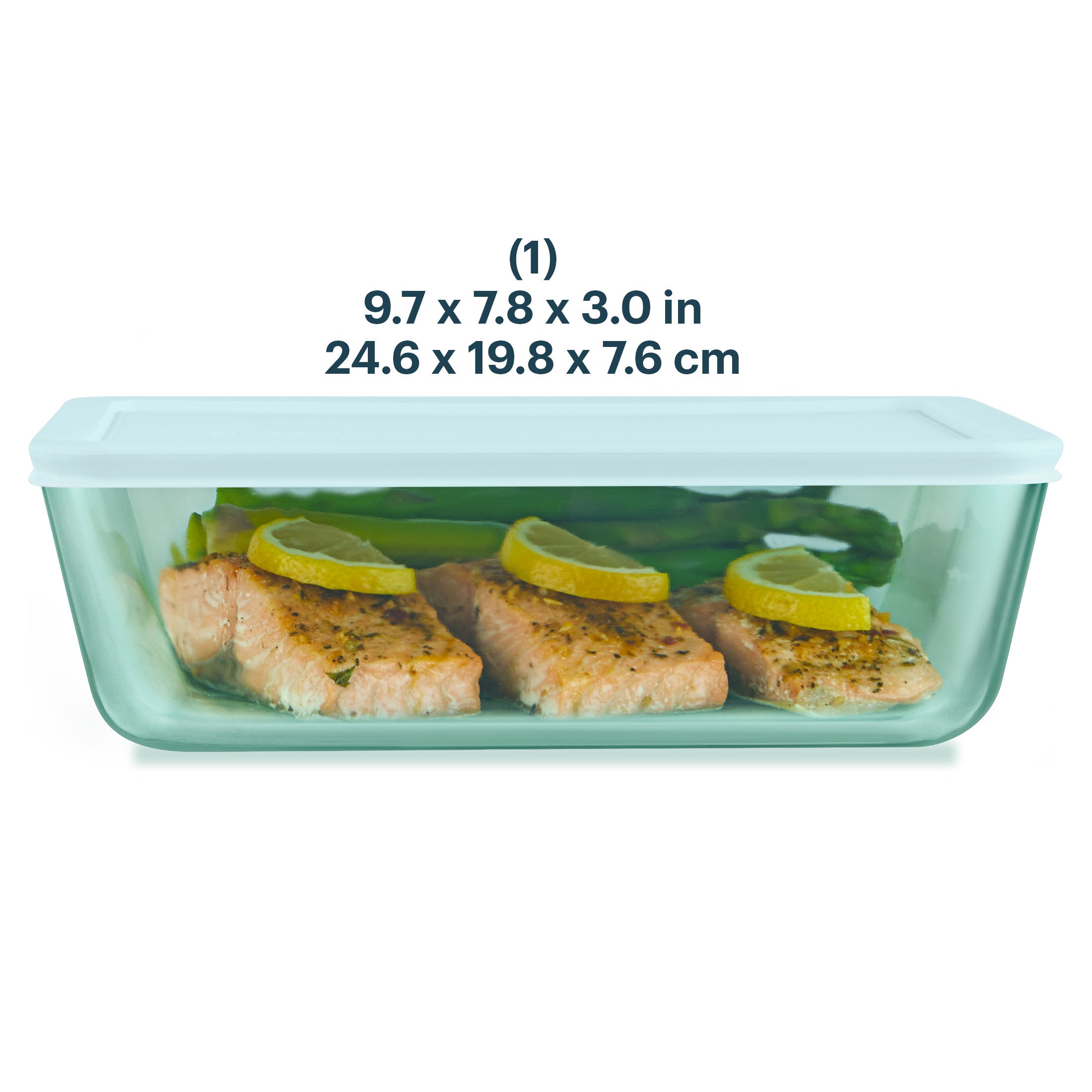 Pyrex? Simply Store? Tinted Glass 11-cup Rectangle Storage Container with Lid. Aqua - Image 2