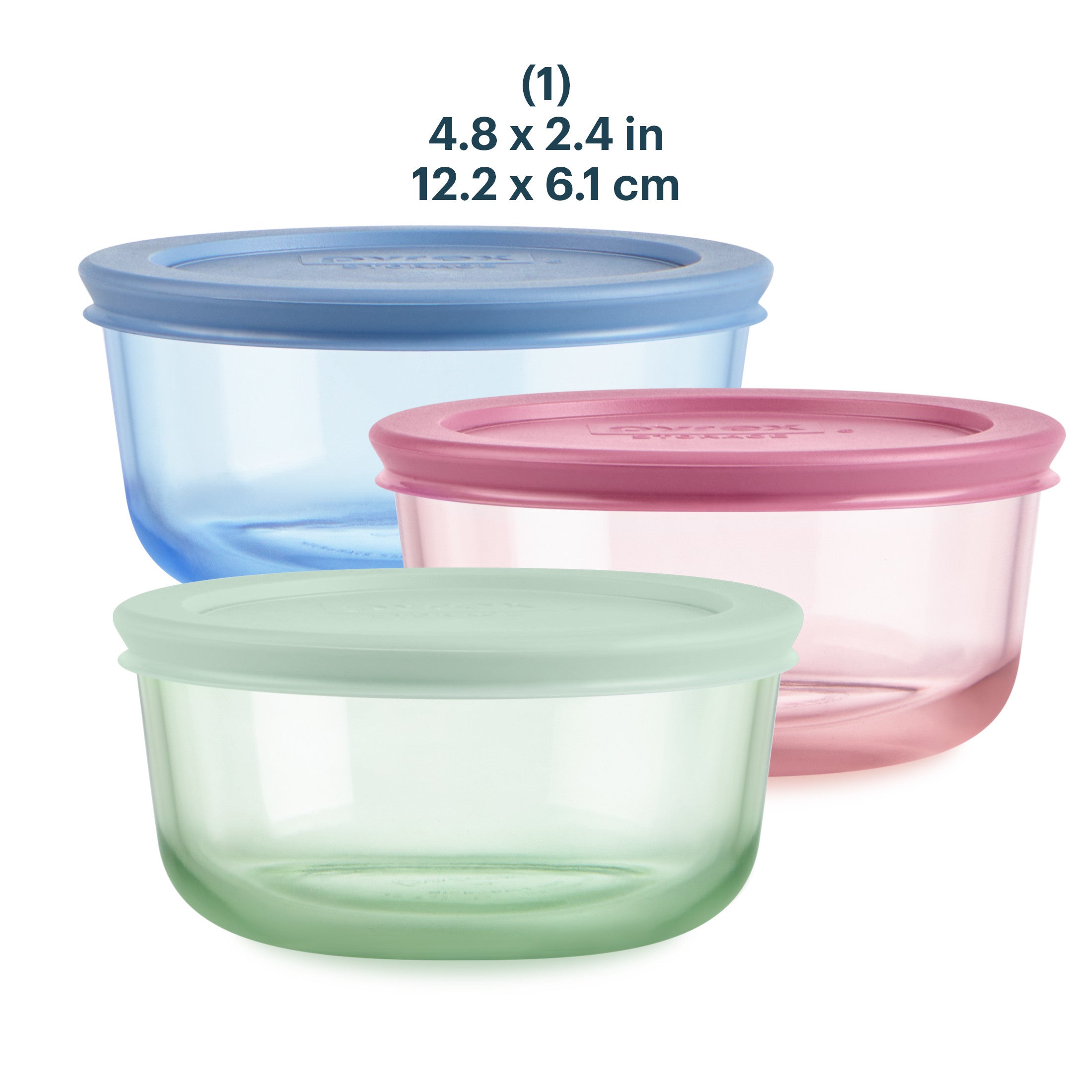 Pyrex® Simply Store® Tinted Glass 2-cup Round Storage Containers. 6-pc Set. Mixed Colors - Image 3