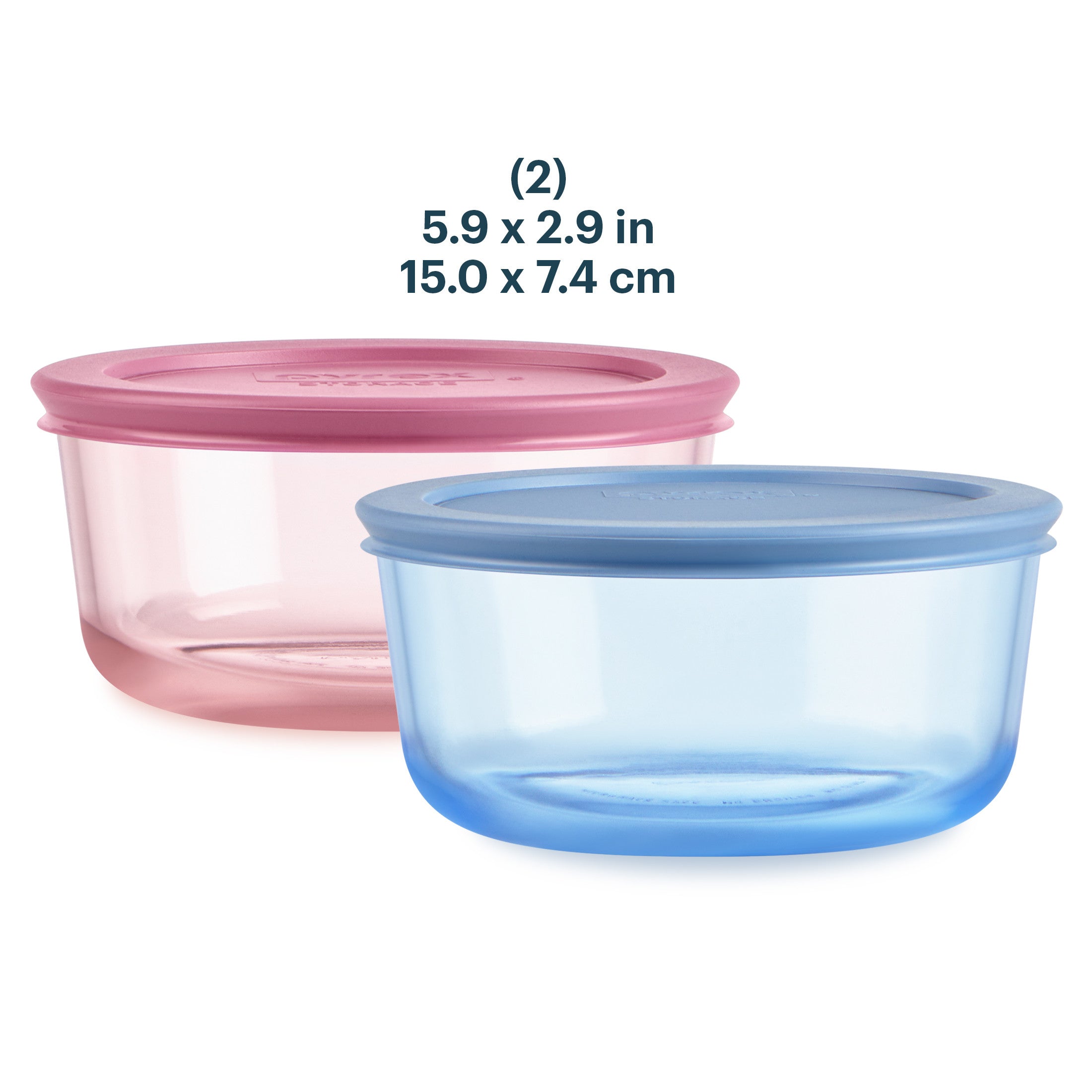 Pyrex? Simply Store? Tinted Glass 4-cup Round Storage Containers. 4-pc Set. Mixed Colors - Image 3