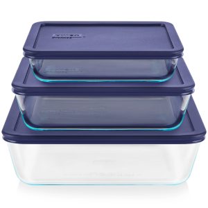 Pyrex® Simply Store® 6-piece Rectangular Glass Storage Set with Blue Lids