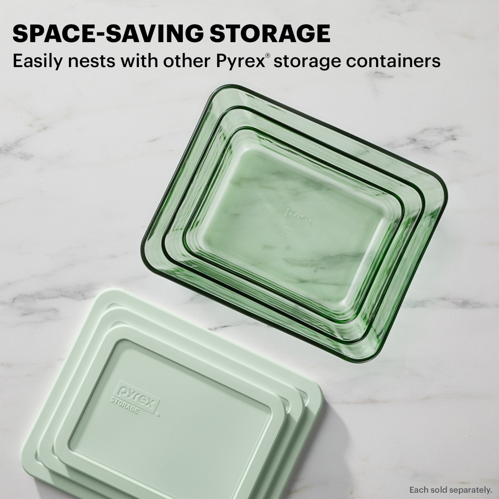 Pyrex® Simply Store® Tinted 3-cup Rectangle Storage with Green Plastic Lid - Image 4