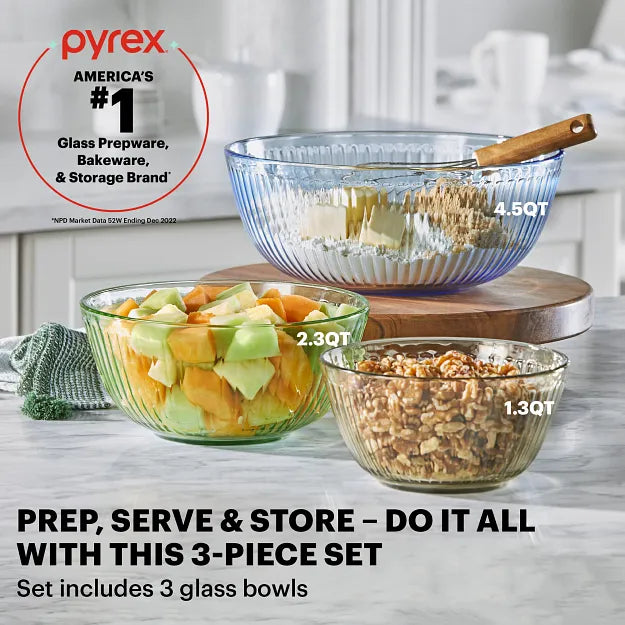 Pyrex® Colors Sculpted Tinted 3-piece Mixing Bowl Set - Image 2