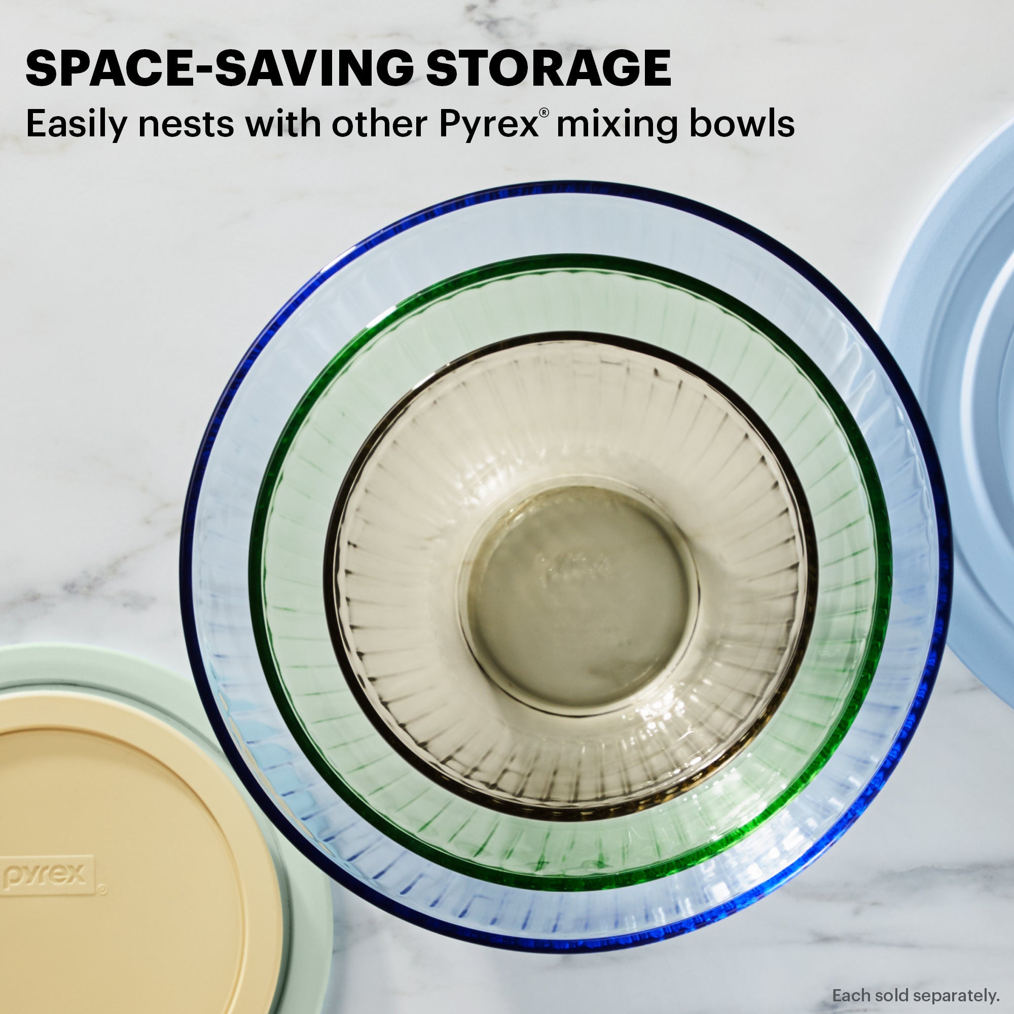 Pyrex® Colors Sculpted Tinted 4.5-quart Mixing Bowl with Lid. Blue - Image 4