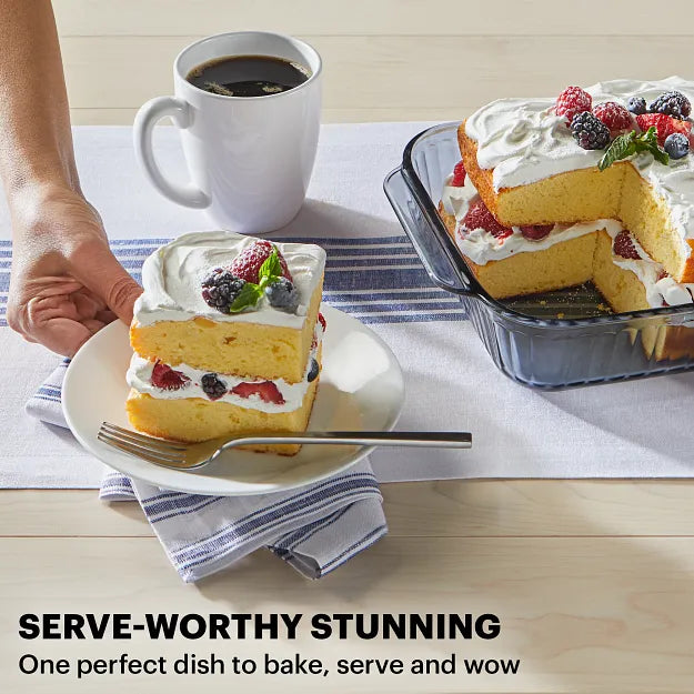 Pyrex® Colors Sculpted Tinted 8 Square Baking Dish with Plastic Lid. Smoke - Image 3