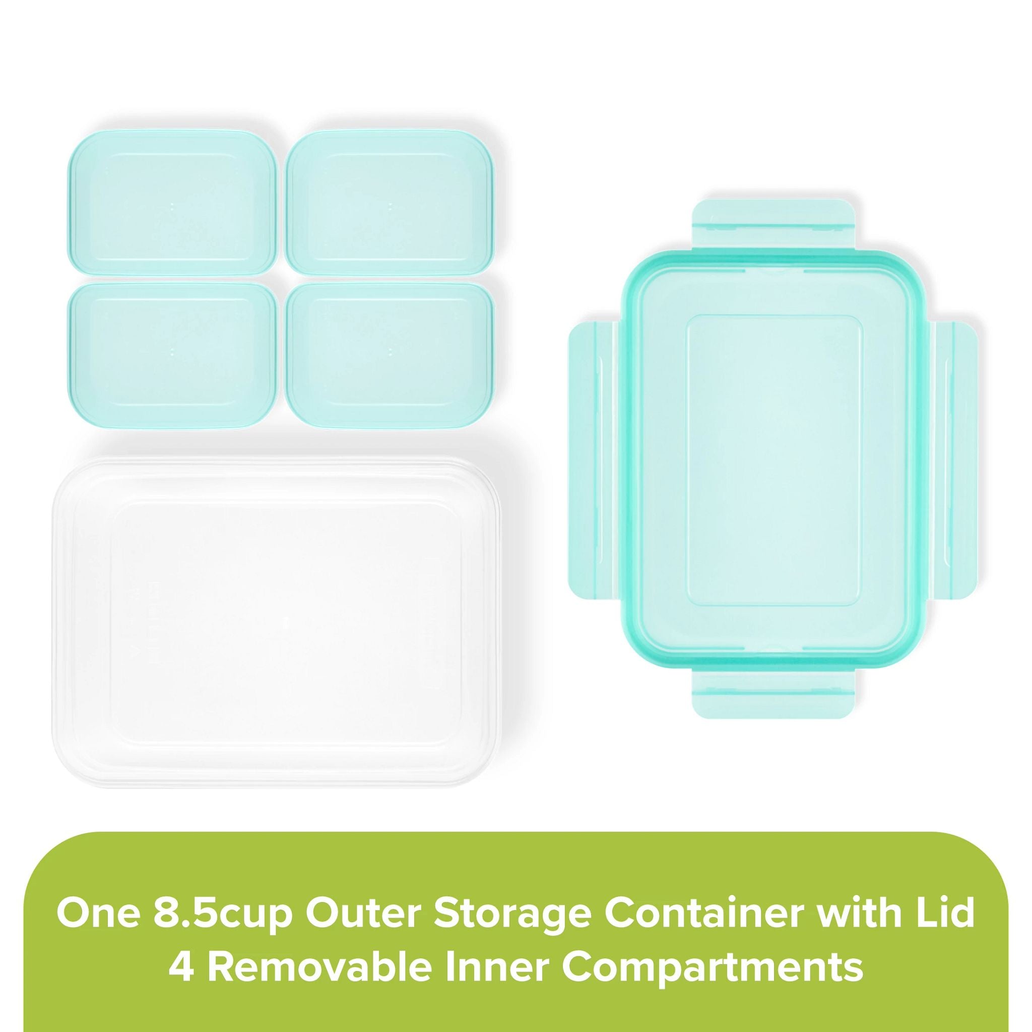 Snapware? Meal Prep Divided: 8.5-cup Rectangle Storage Container. 4-Section - Image 3